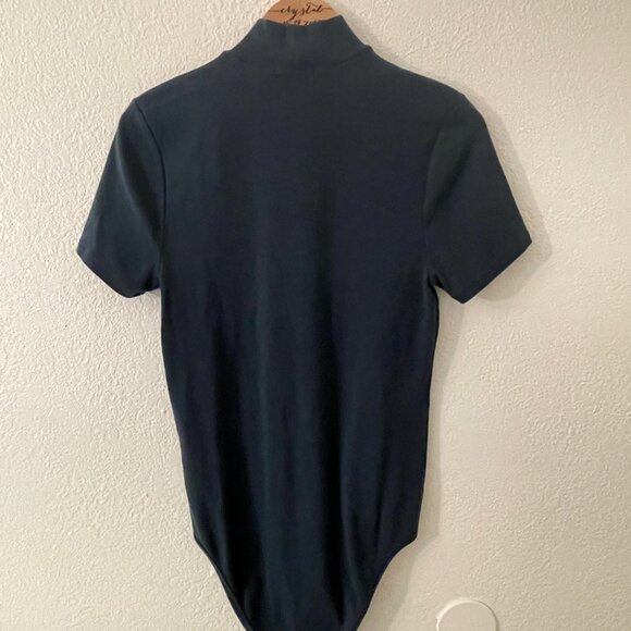 Frye Cotton Blend Mockneck Women’s Bodysuit, Size L, in teal - Picture 2 of 4